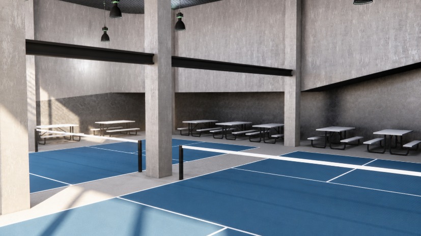 The Dinkin Project courts, courtside seating
